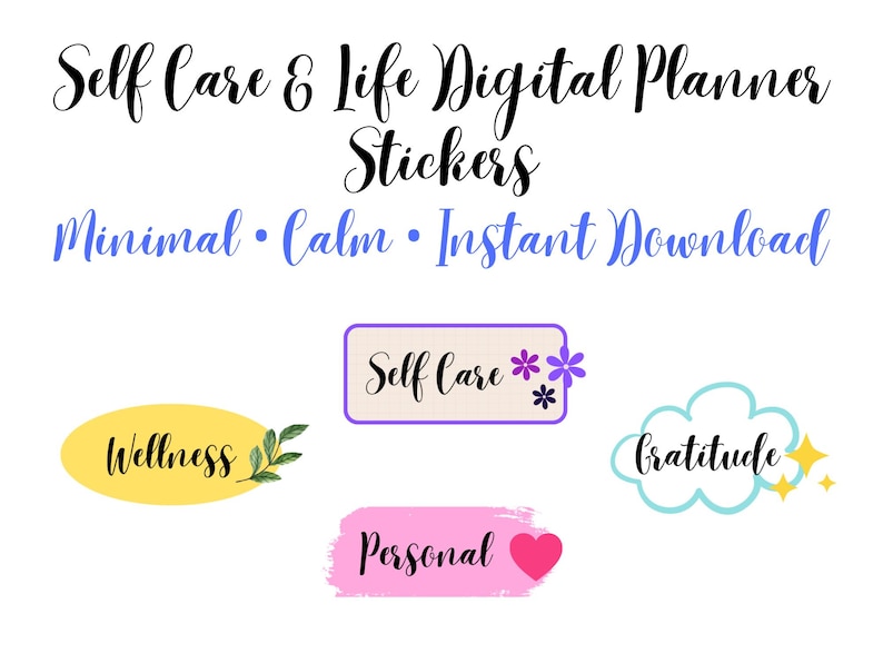 Self Care Planner Stickers | Minimalist Motivation, Goodnotes (PNG ...