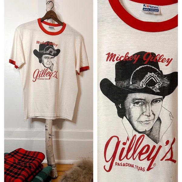 Rare 80s Mickey Gilley's Vintage Hanes Ringer T Shirt - M