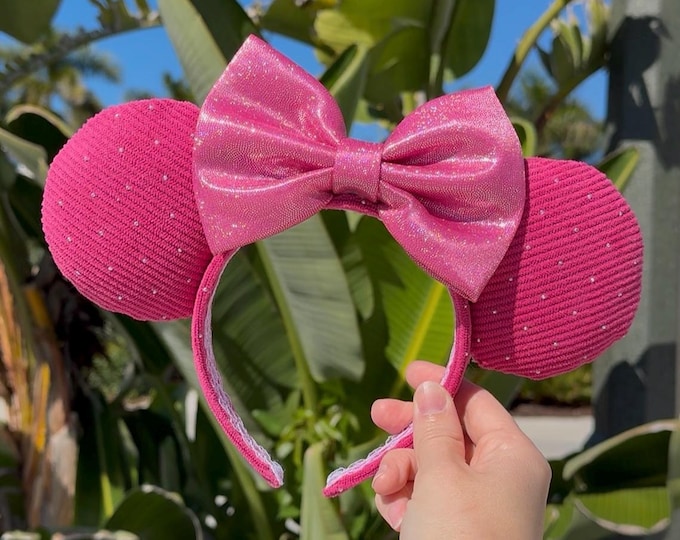 Valentine's Day Mouse Ears Headband, Pink Adult Minnie Ears, Handmade