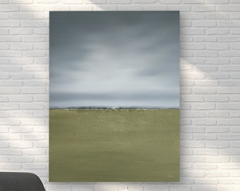 Minimalist Original Landscape Painting on Stretched Canvas: American Art
