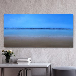 Blue Seascape Wall Painting, Original Painting on Gallery Wrapped Stretched Canvas 1.5 deep. American Art