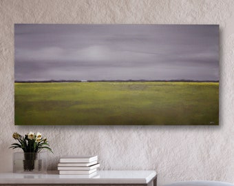 Gray Landscape Painting: Original American Abstract Art