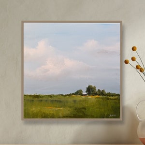 Farm Landscape painting on Canvas. Original 12x12 American Landscape painting on stretched canvas ready to hang or frame.