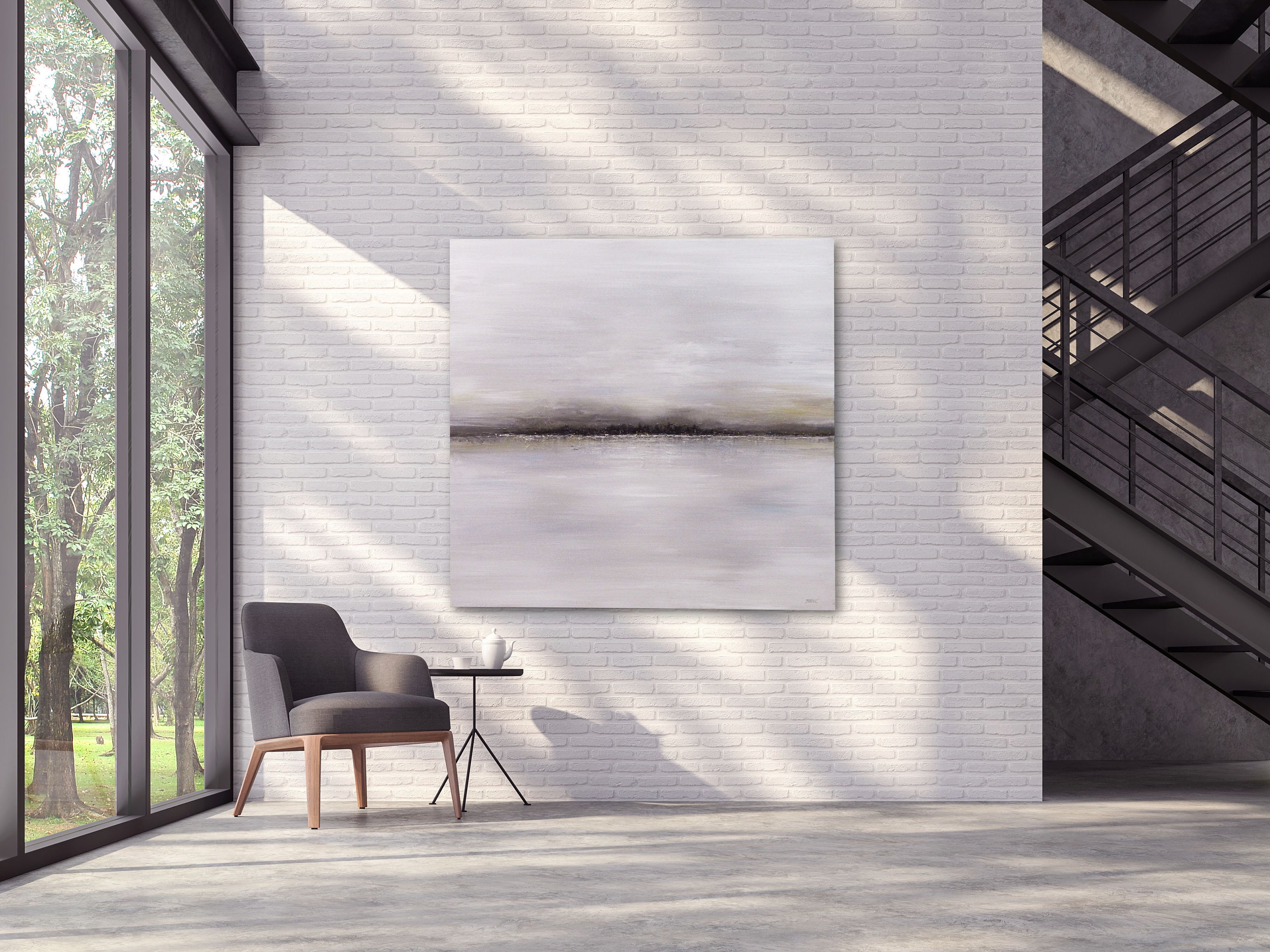 White Painting on Canvas Original Landscape Abstract Painting Etsy UK