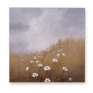 Original Floral Field Painting: Acrylic Landscape Art (10x10)
