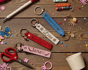 Personalized (MADE TO ORDER) Leather Keychain – Custom Engraved Name Key Fob