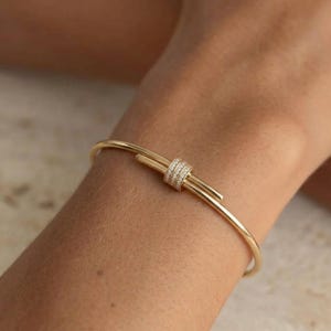 Women Silver Bangle Bracelet for Women, Round Cut Diamond Bracelet Bangle, Silver Latch Bracelet, Diamond Bangle Bracelet, Gift For Her