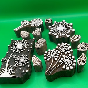 Indian Print Stamp blocks Seed head set x12