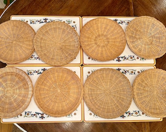 Vintage gewebte Weidenpapier-Tellerhalter - Picknick-Geschirr