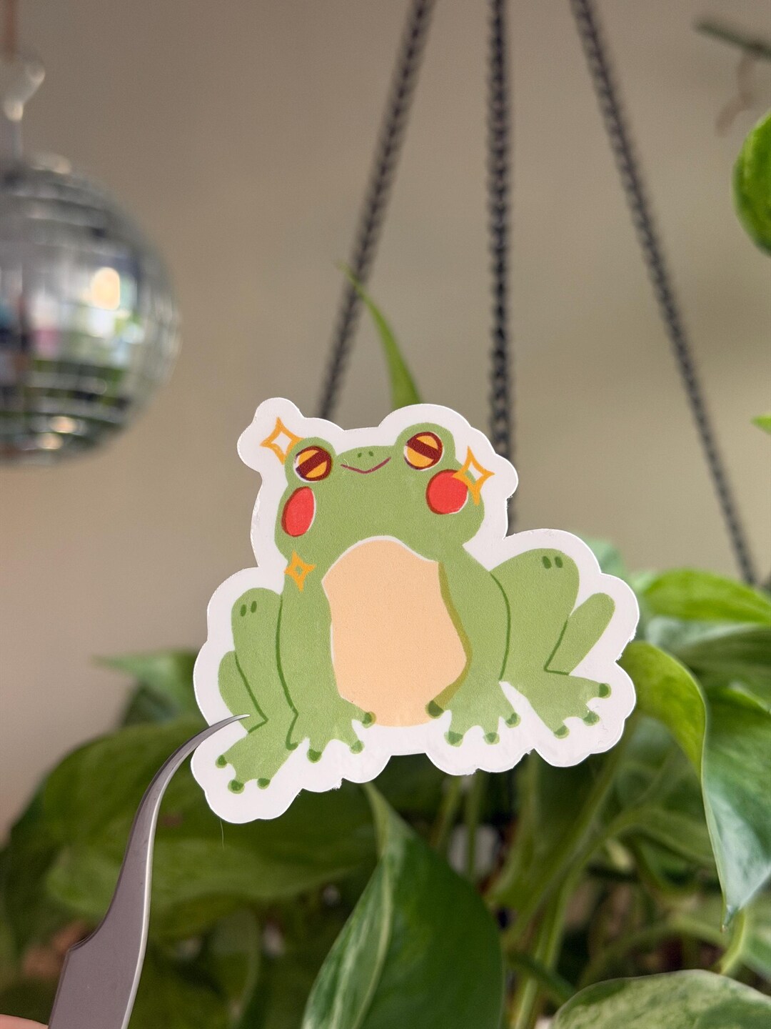 Blissful Green Frog Sticker :) - Etsy
