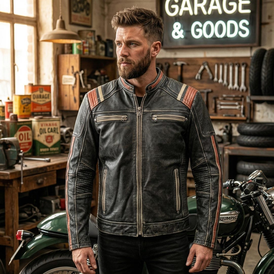 Handmade Retro Cafe Racer Distressed Vintage Biker Leather Jacket - Etsy