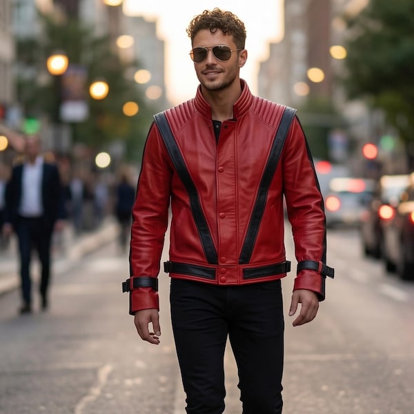 Bright Red Rapper Jacket Red Leather Jacket - Etsy