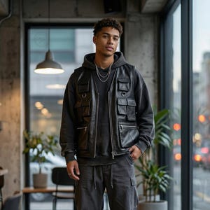 Techwear Vest Hood - Etsy