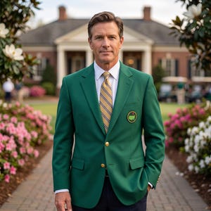 Handmade Tournament Green Golf Blazer - Classic Champion Style Sport Coat Two Button Lightweight Cotton Blazer with Gold-Tone Buttons