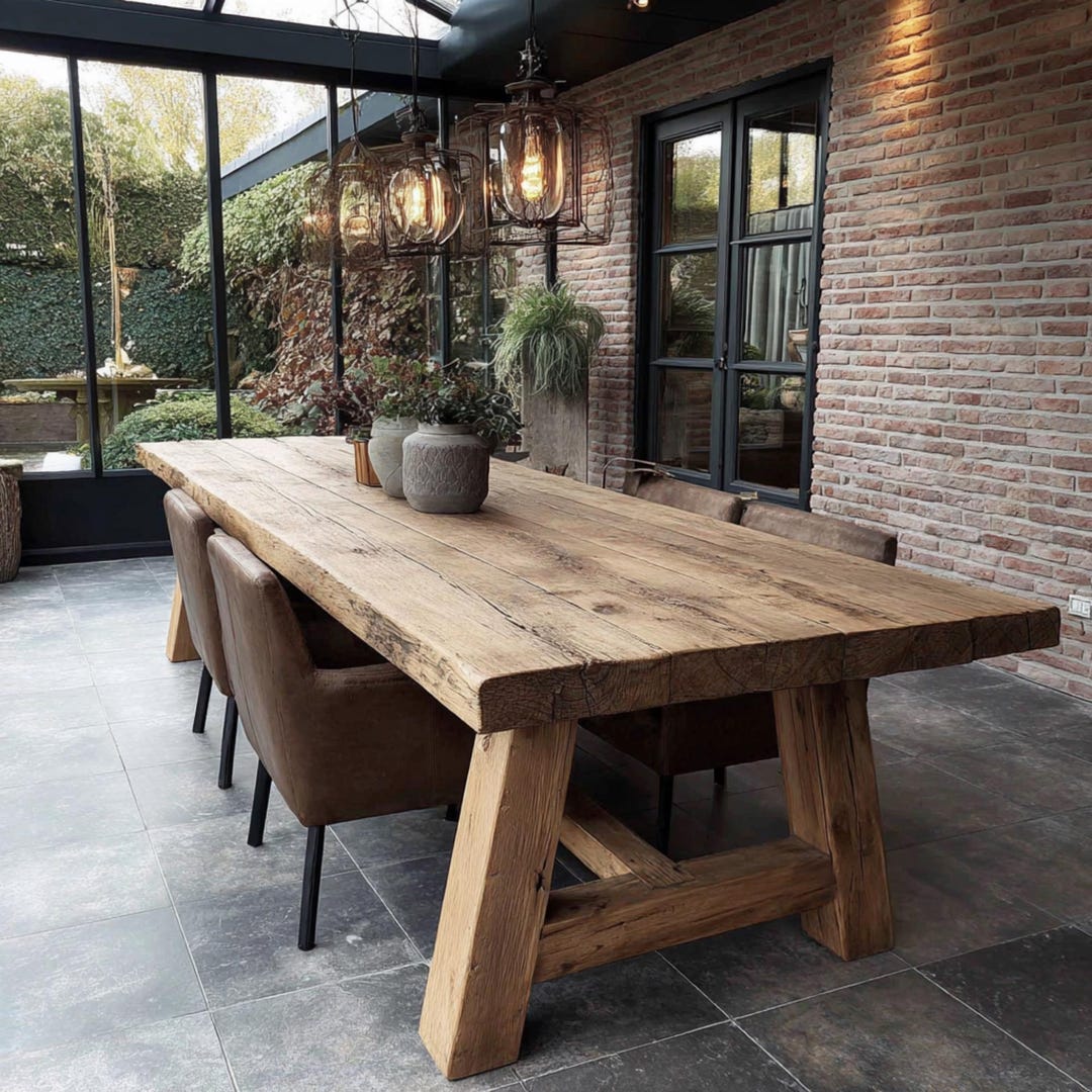 Handmade Rustic Wooden Farmhouse Dining Table - Etsy