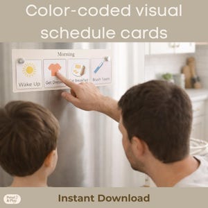 Toddler Task Cards and Routine Strips | Visual Schedule for Kids | Color Coded Routines Printable