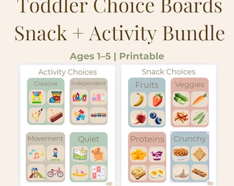 Toddler Snack & Activity Choice Boards – Printable Visual Charts (Ages 1-5)