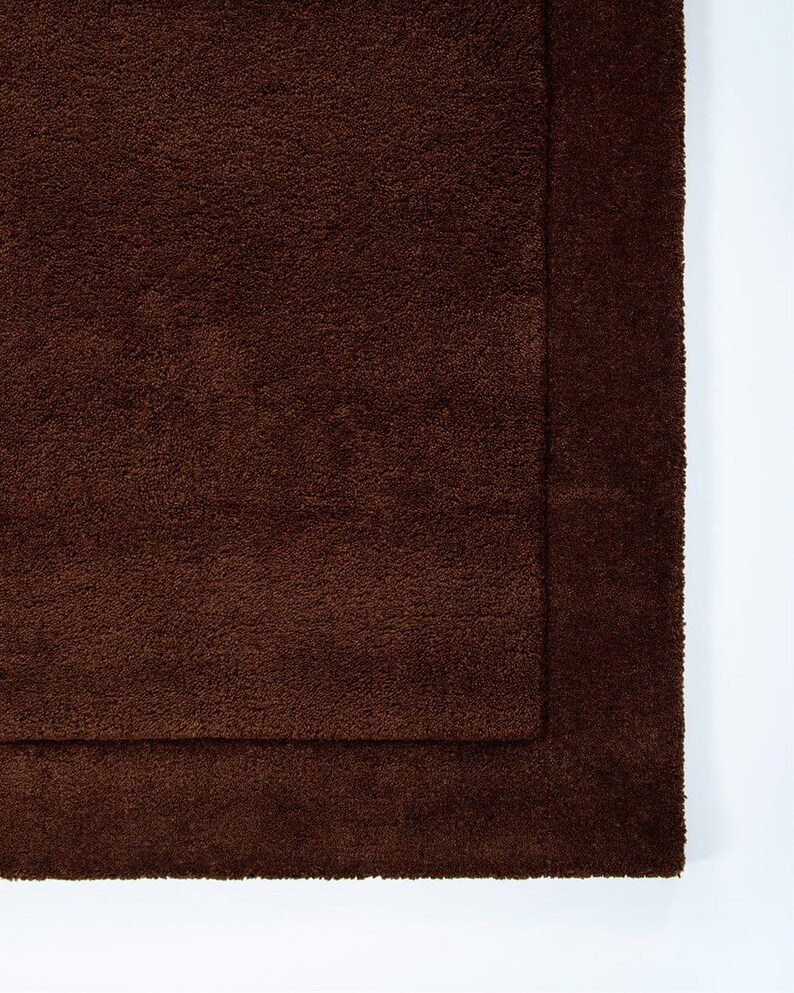 Hand Tufted Dark Chocolate Brown Wool Rug | Modern High-low Textured ...