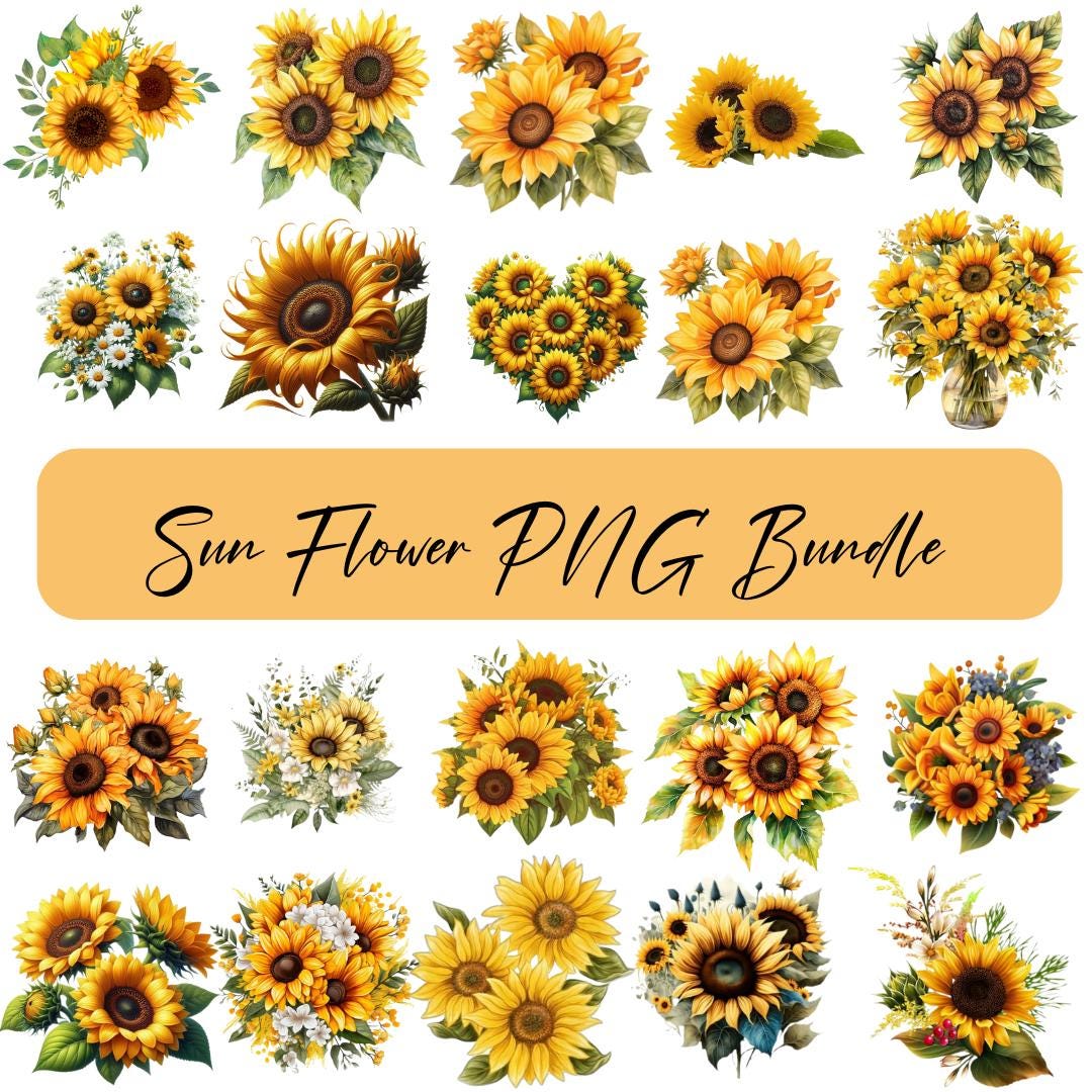 Watercolor Sunflowers Clipart Bundle, Sunflower Wreaths, Floral ...