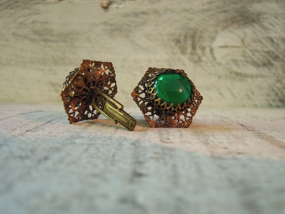 Vintage / Cabochon Polygon Cuff Links / Men's Cuf… - image 4