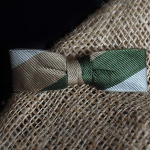Vintage Young Man&#39;s Brown and Black Slim Bow Tie / Stripes / Child&#39;s Tie / Vintage Bowties / 1950&#39;s / Clip on Bow Tie
