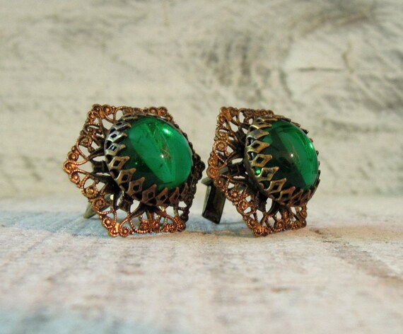 Vintage / Cabochon Polygon Cuff Links / Men's Cuf… - image 2