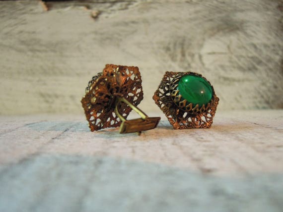 Vintage / Cabochon Polygon Cuff Links / Men's Cuf… - image 5