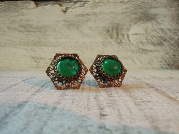 Vintage / Cabochon Polygon Cuff Links / Men's Cuf… - image 3