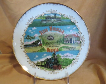 SALE Vintage Stone Mountain Georgia Souvenir Plate Multiview Porcelain Plate