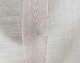 SALE Vintage Pink Hand Cut Elegant Glass Bud Vase Hand Blown Glass Bud Vase