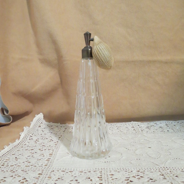 Vintage Tall Glass Perfume Atomizer Brass Fittings