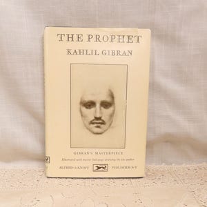 Livre de poésie vintage Le prophète Kahlil Gibran avec jaquette Deckel pages livre illustré Alfred A Knopf