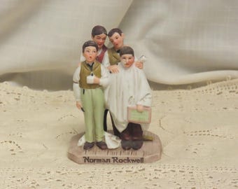 Vintage Norman Rockwell Dave Grossman Figurine Barbershop Quartet Hand Painted Bisque Porcelain NR-223 With Labels