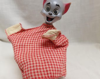 SLE Vintage Tom Cat Hand Puppet Goggle Eyes Hanna Barbera Cartoon Character