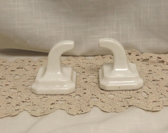 Ganchos antiguos para toallas, accesorios de baño de porcelana.