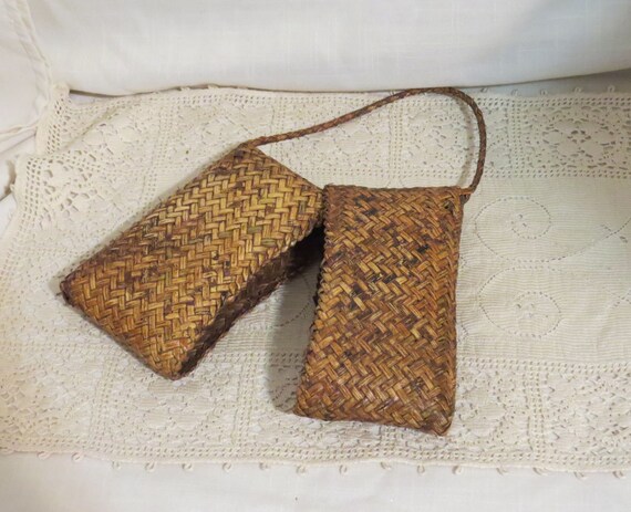 Vintage Hand Woven Bag With Strap Hand Woven Purse - image 3