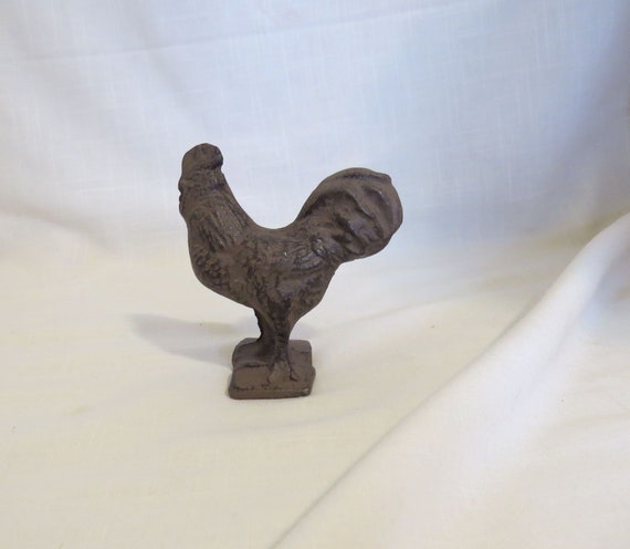 Cast Iron Tiny Rooster Figurine Statue Paper Weight