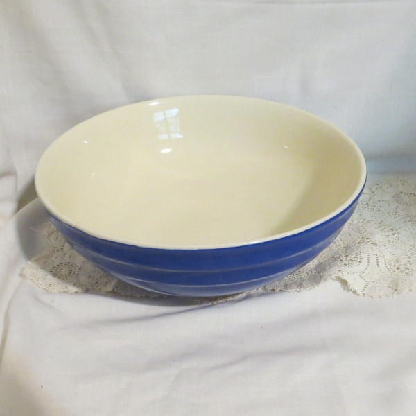 SALE Vintage Large Mixing Bowl Oxford Ware Blue Universal Pottery Stoneware Bowl Made In USA  L20