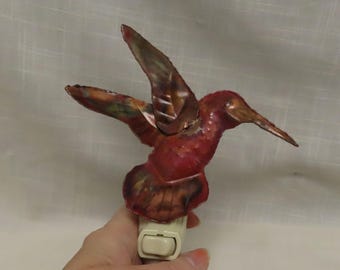 Vintage Hummingbird Night Light Handcrafted Copper Works