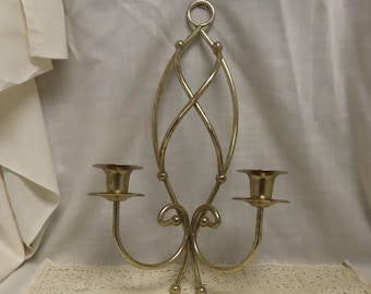 SALE Vintage Solid Brass Candle Wall Sconce 2 Light Sconce Home Interiors & Gifts