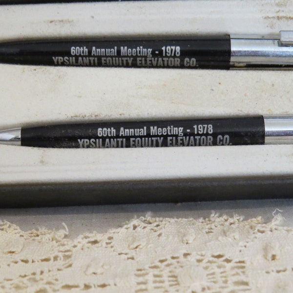 SALE Vintage Ypsilanti North Dakota Equity Company 60th Annual Meeting Advertising Pen Pencil Set In Box Made In USA