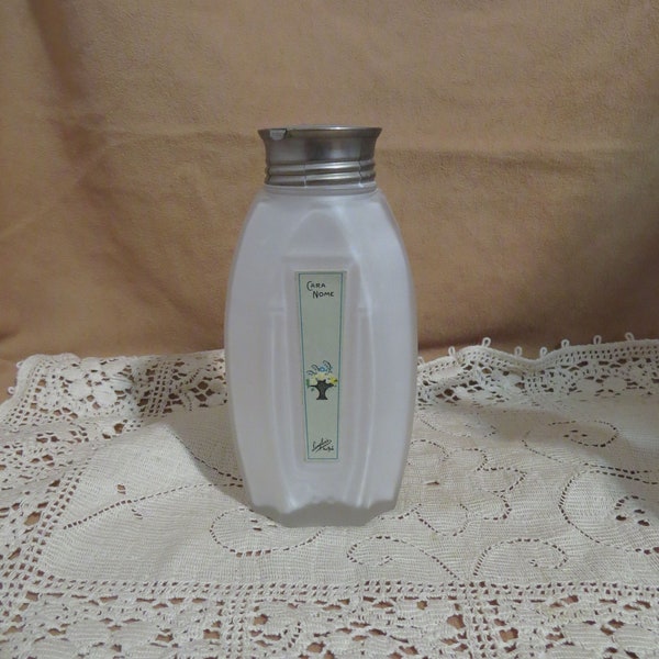 Antique Cara Nome Talcum Powder Bottle Frosted Glass Bottle Satin Glass Bottle Art Nouveau Bottle Talc Bottle Langlois New York