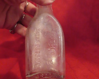 Antique Yaght Club Salad Dressing Bottle Hand Blown Embossed Glass Bottle Advertising Bottle