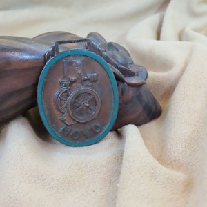 SALE Vintage Novo Engine Company Watch Fob Brass Advertising Watch Fob