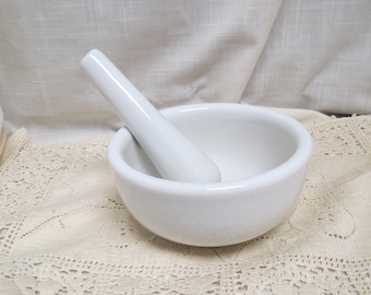 Vintage Porcelain Mortar And Pestle Bowl With Pestle Herb Grinder Pharmacy Mortar And Pestle