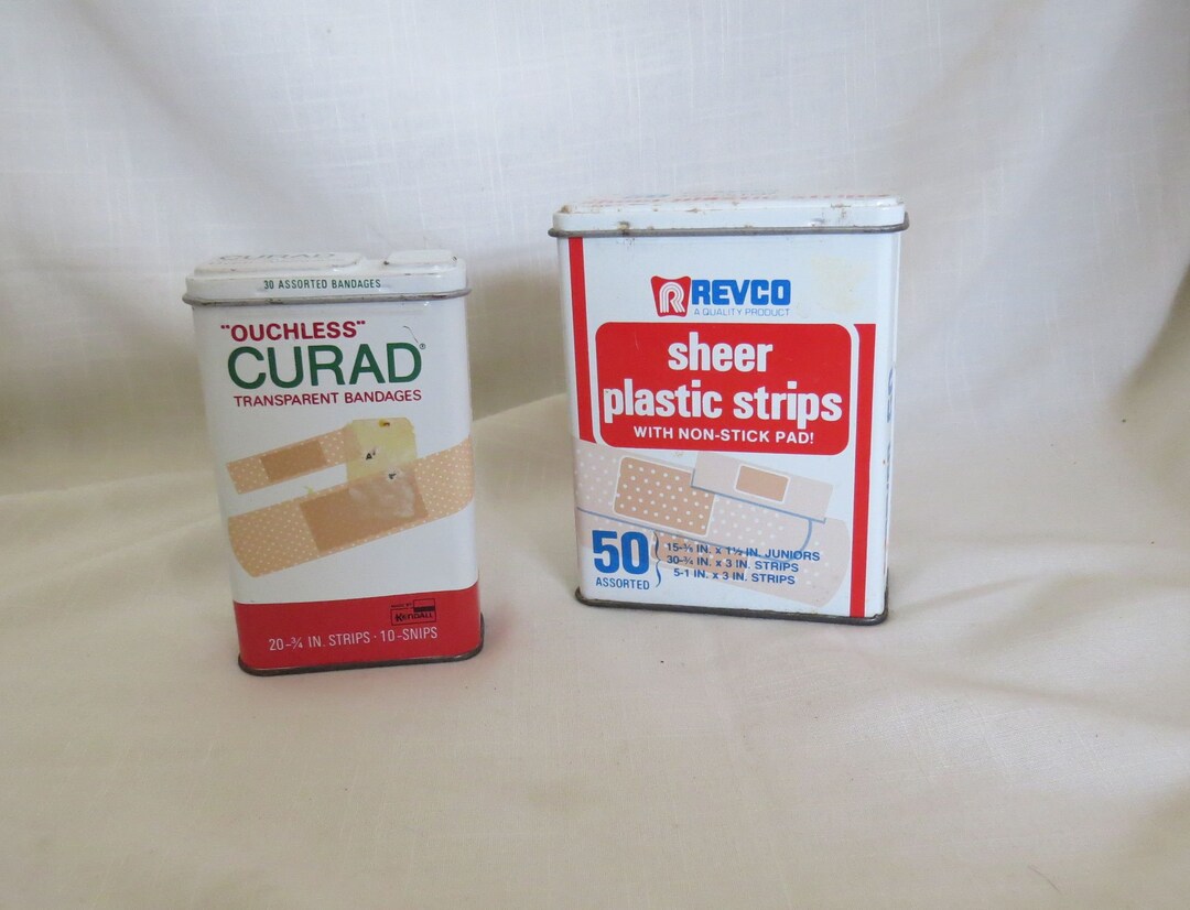 SALE Vintage Metal Band Aid Boxes Revco Sheer Plastic Strips Etsy