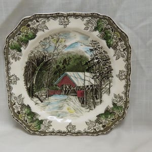 Vintage Johnson Brothers Friendly Village overdekte brug saladebord gemaakt in Engeland