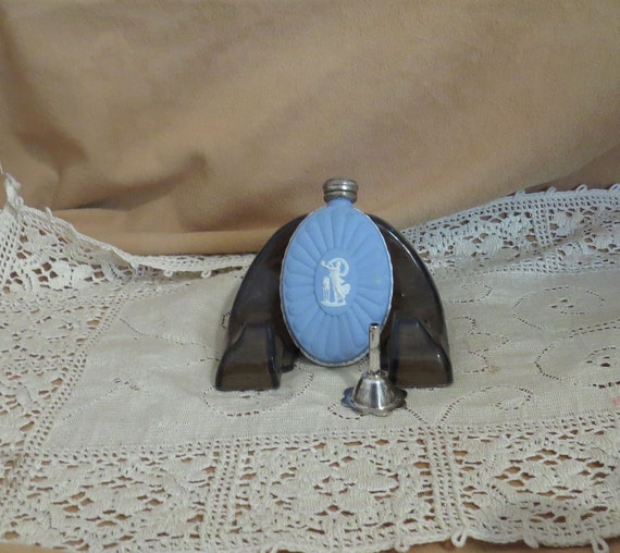 Vintage Wedgwood Jasperware Perfume Bottle Blue P… - image 1