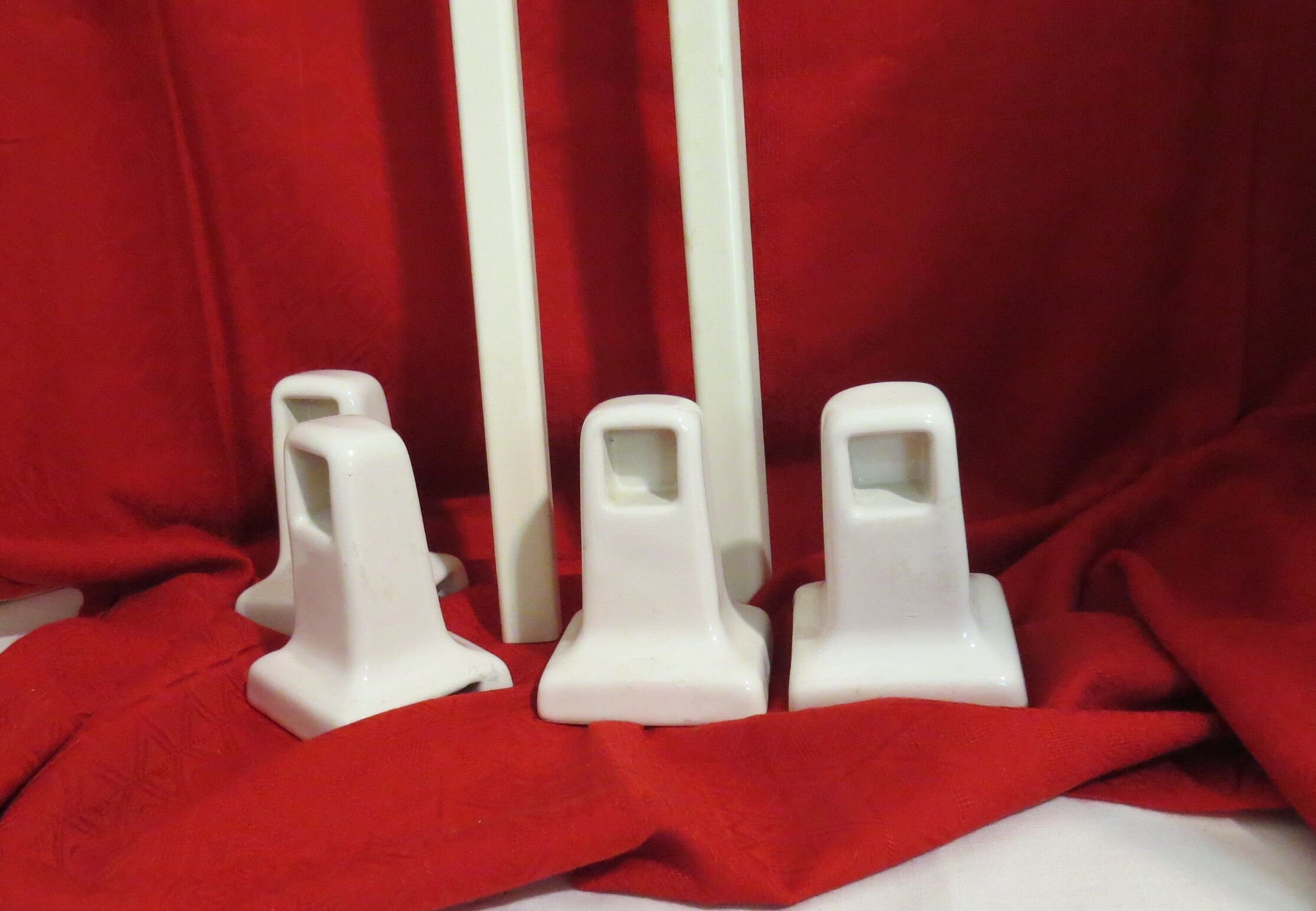 Vintage Porcelain Towel Racks With Hardware