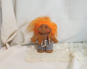 Vintage Dam Troll Orange Hair Hippie Troll